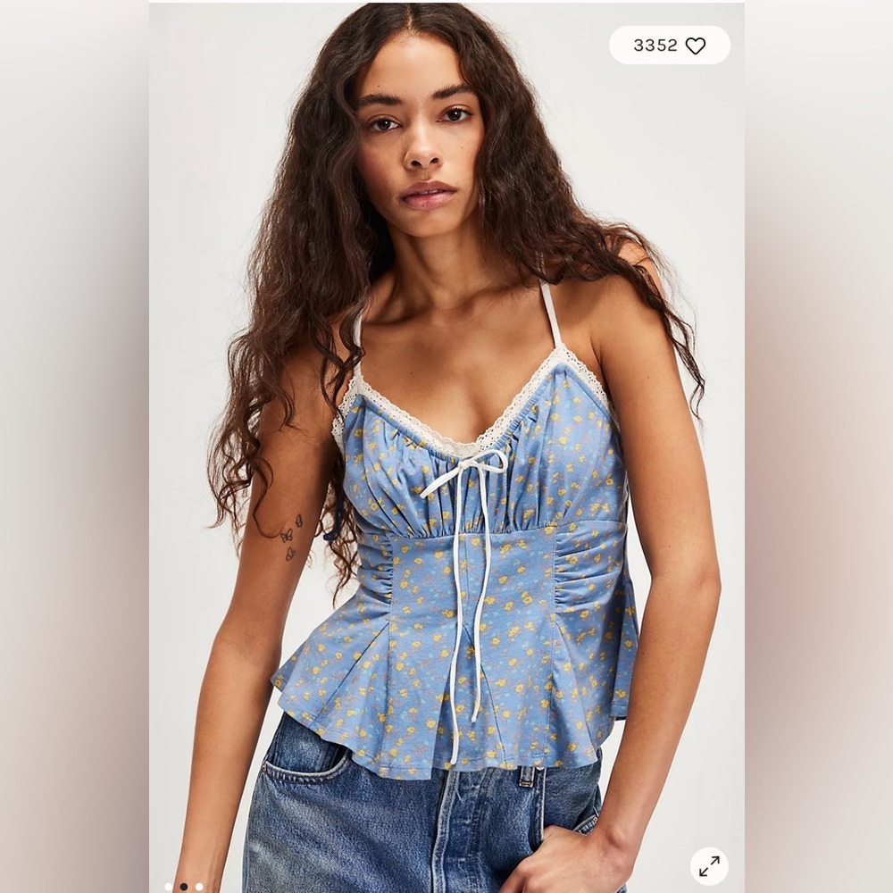 Free People Sammi Tank. NWT. Allure blue combo - Picture 2 of 3